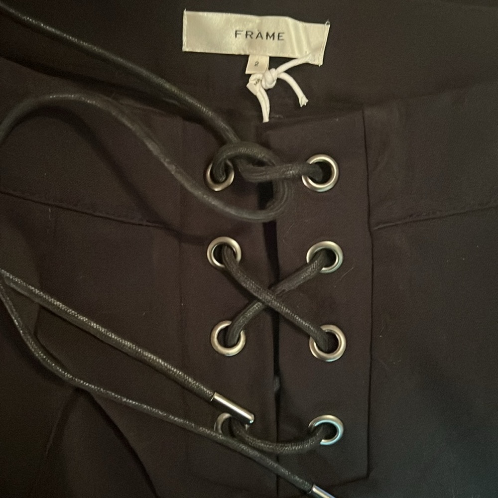 NWT $398.00 Frame lace up Black trouser Pants size 2 - Picture 12 of 13